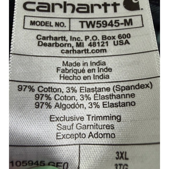 Carhartt Relaxed Fit Flannel Shirt Long Sleeve Plaid Men's 3XL TW5945M - Picture 6 of 9